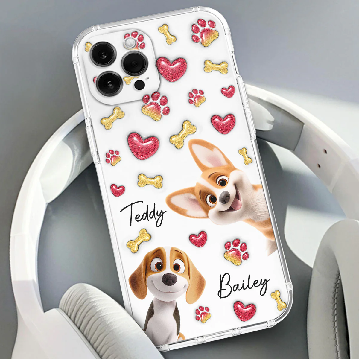 My Lovely Puppies - Personalized Custom 3D Inflated Effect Phone Case - Image 4