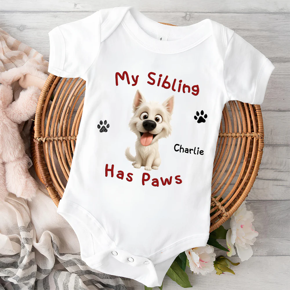 My Sibling Has Paw - Personalized Custom Baby Onesie - Image 2