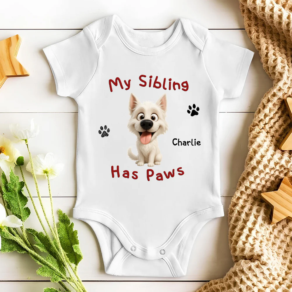My Sibling Has Paw - Personalized Custom Baby Onesie - Image 3