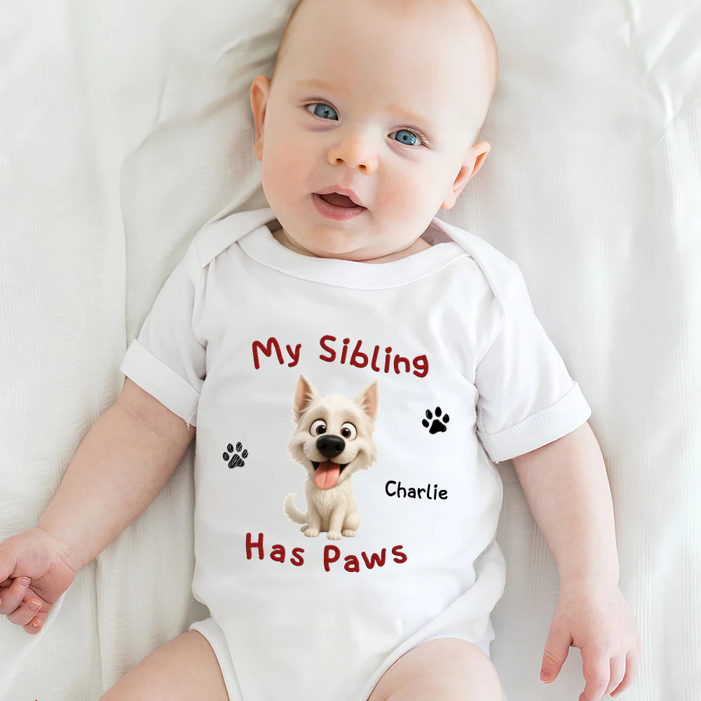 My Sibling Has Paw - Personalized Custom Baby Onesie - Image 5