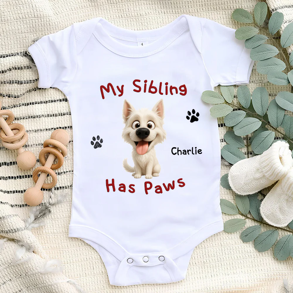 My Sibling Has Paw - Personalized Custom Baby Onesie - Image 6
