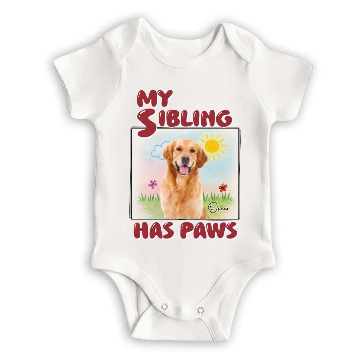 My Sibling Has Paws Cartoon Photo - Personalized Custom Baby Onesie - Image 6