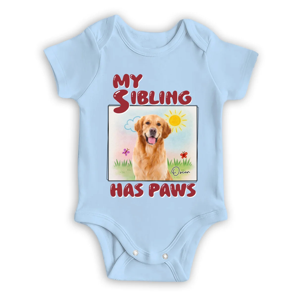 My Sibling Has Paws Cartoon Photo - Personalized Custom Baby Onesie - Image 8