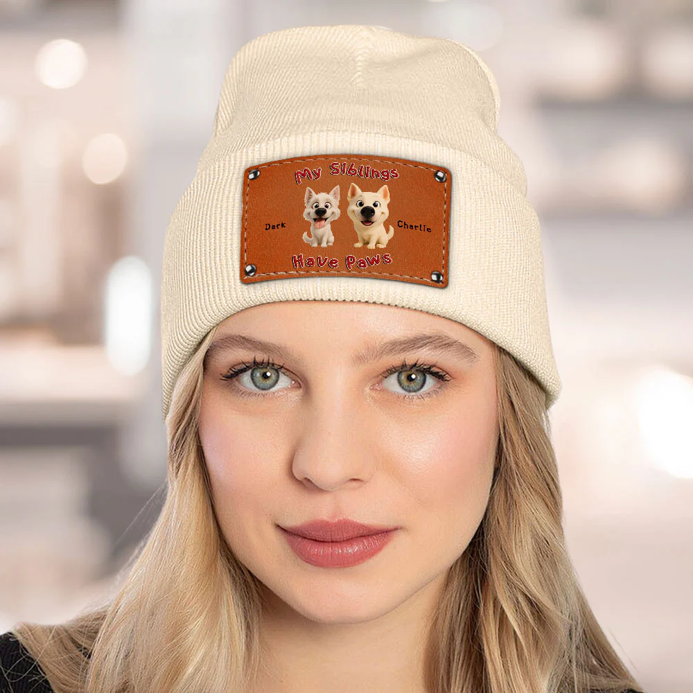 My Sibling Has Paws - Personalized Custom Beanie - Image 4
