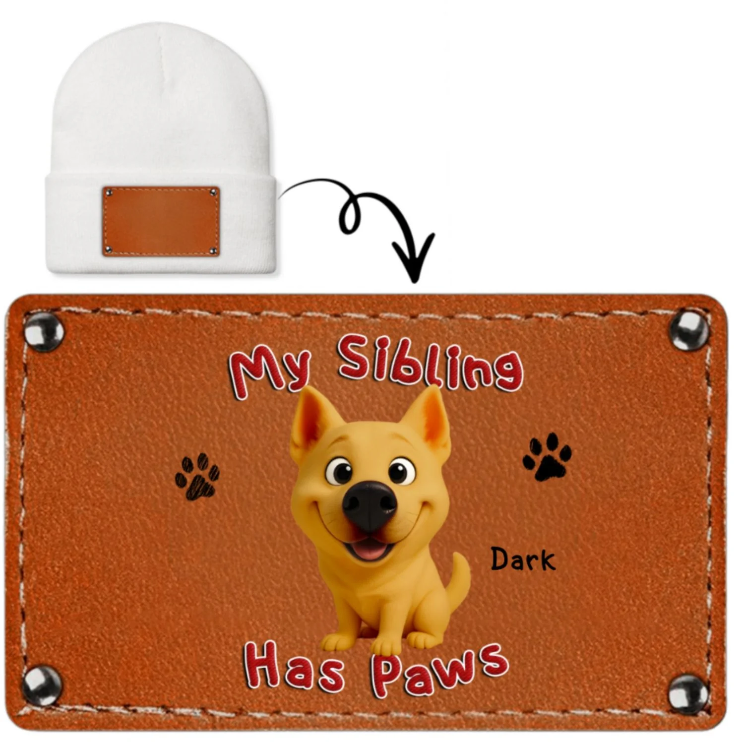 My Sibling Has Paws - Personalized Custom Beanie - Image 6