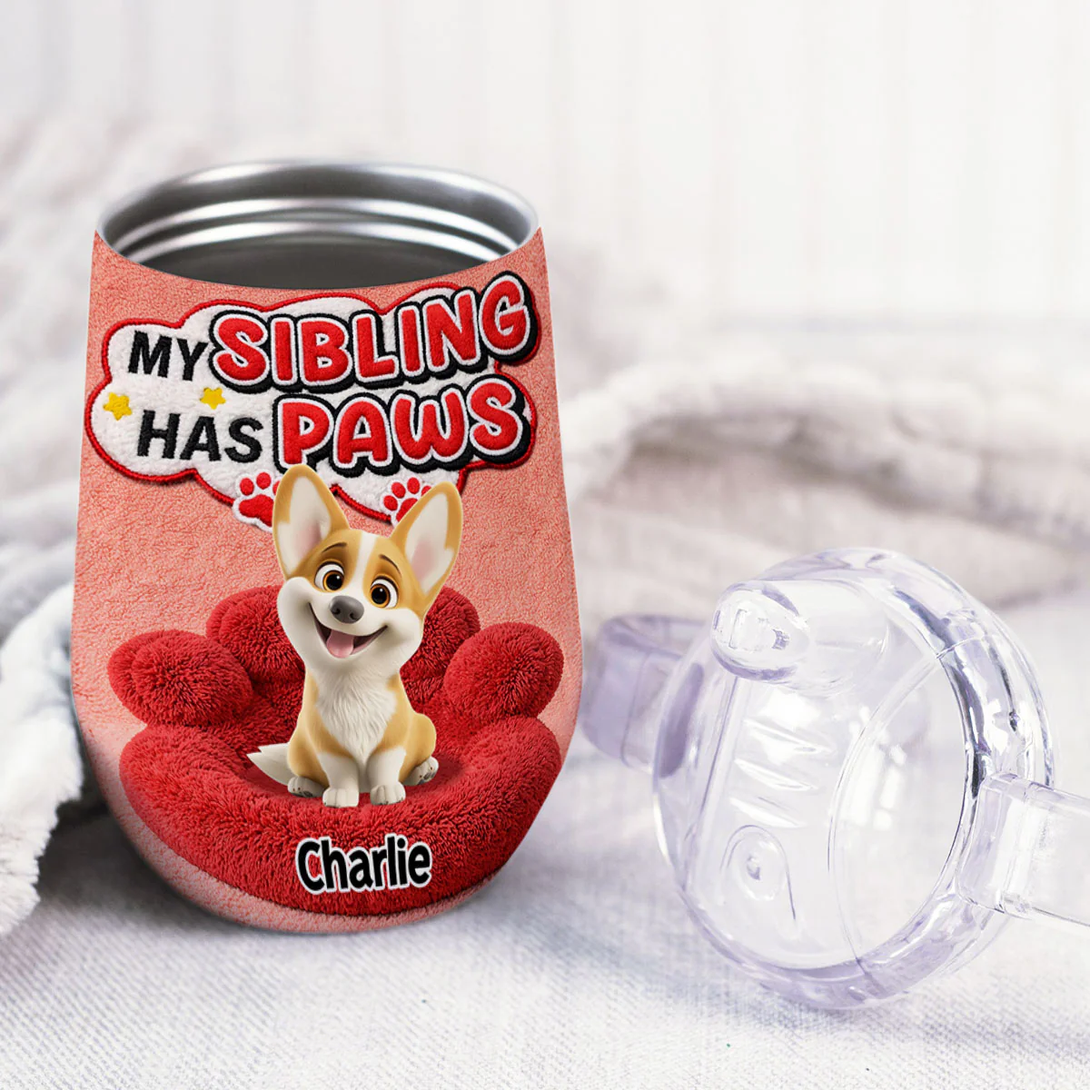 My Sibling - Personalized Custom 3D Effect Sippy Cup With Handles - Image 2