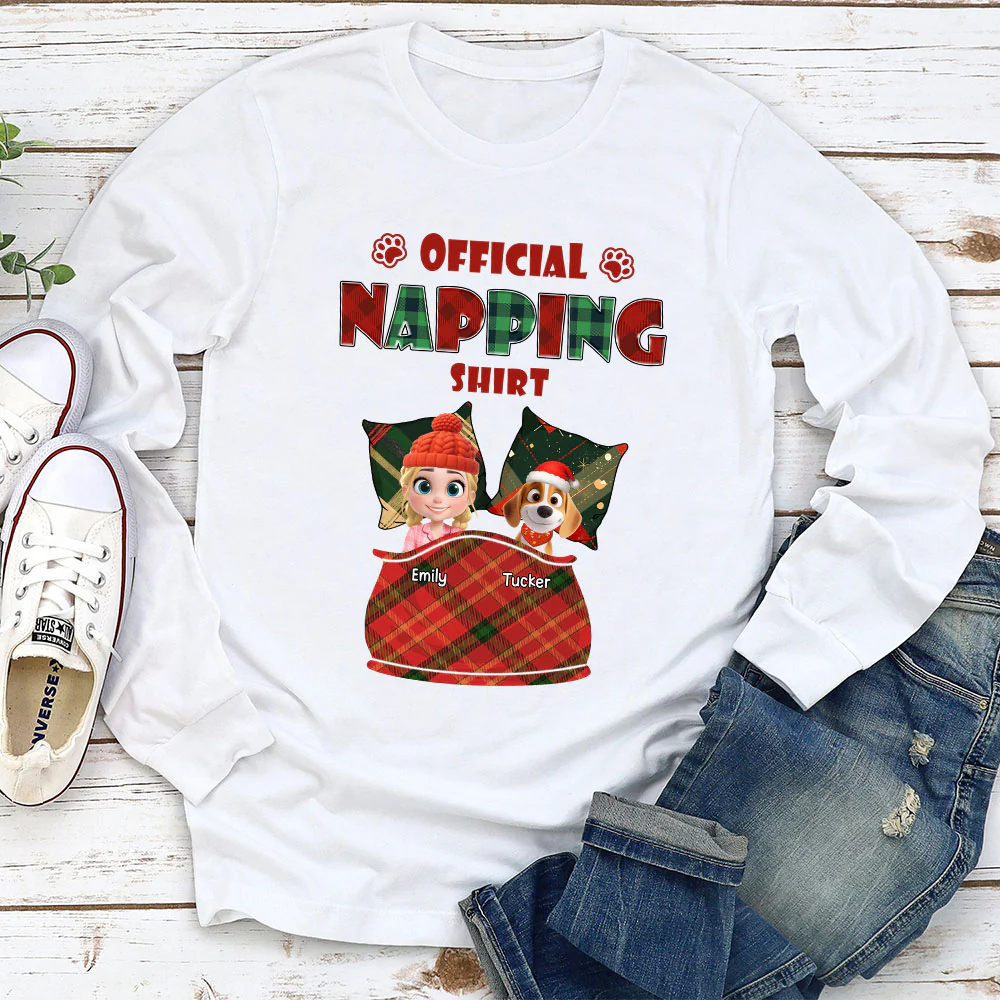 Napping Time - Personalized Custom Long Sleeve T-shirt - Image 2