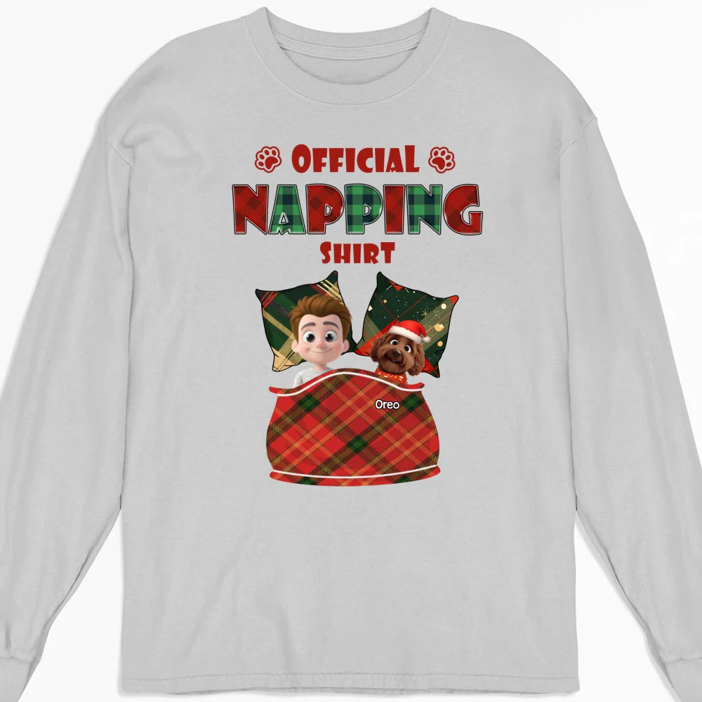 Napping Time - Personalized Custom Long Sleeve T-shirt - Image 3
