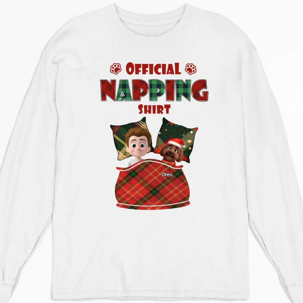 Napping Time - Personalized Custom Long Sleeve T-shirt - Image 4
