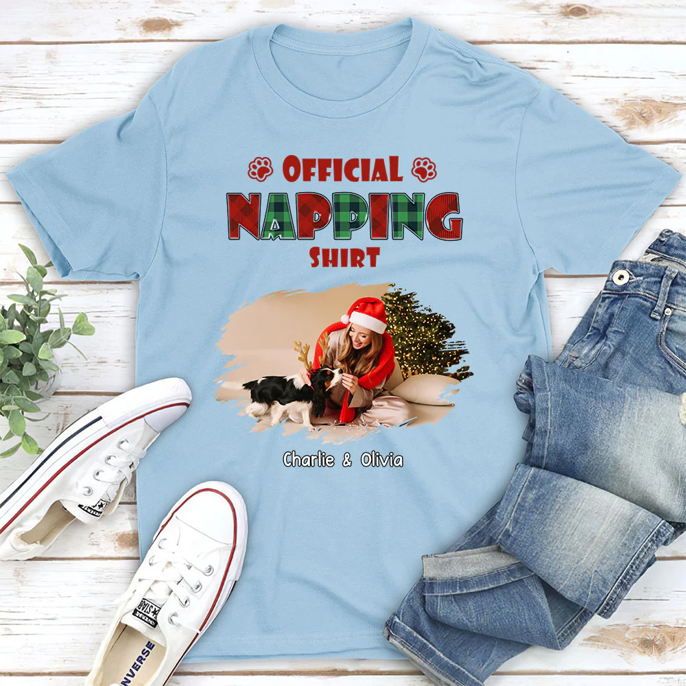 Napping Time Photo - Personalized Custom Unisex T-Shirt - Image 2