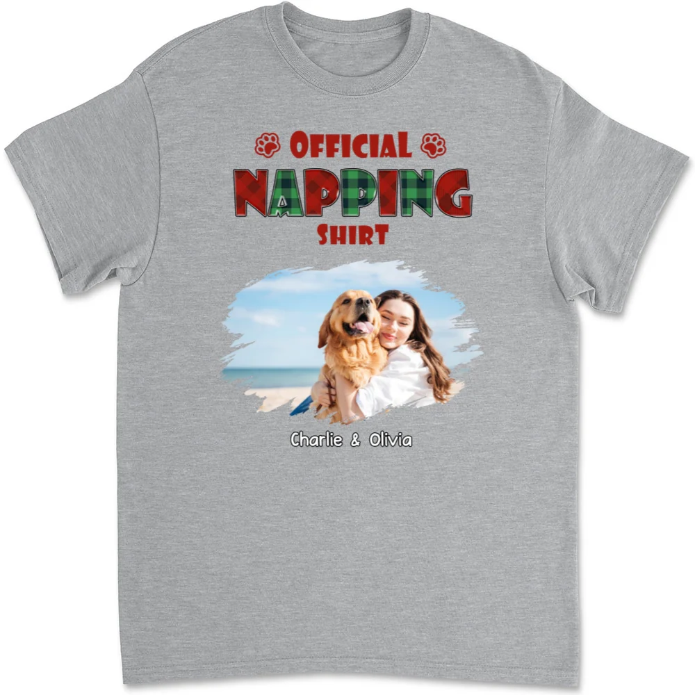Napping Time Photo - Personalized Custom Unisex T-Shirt - Image 4