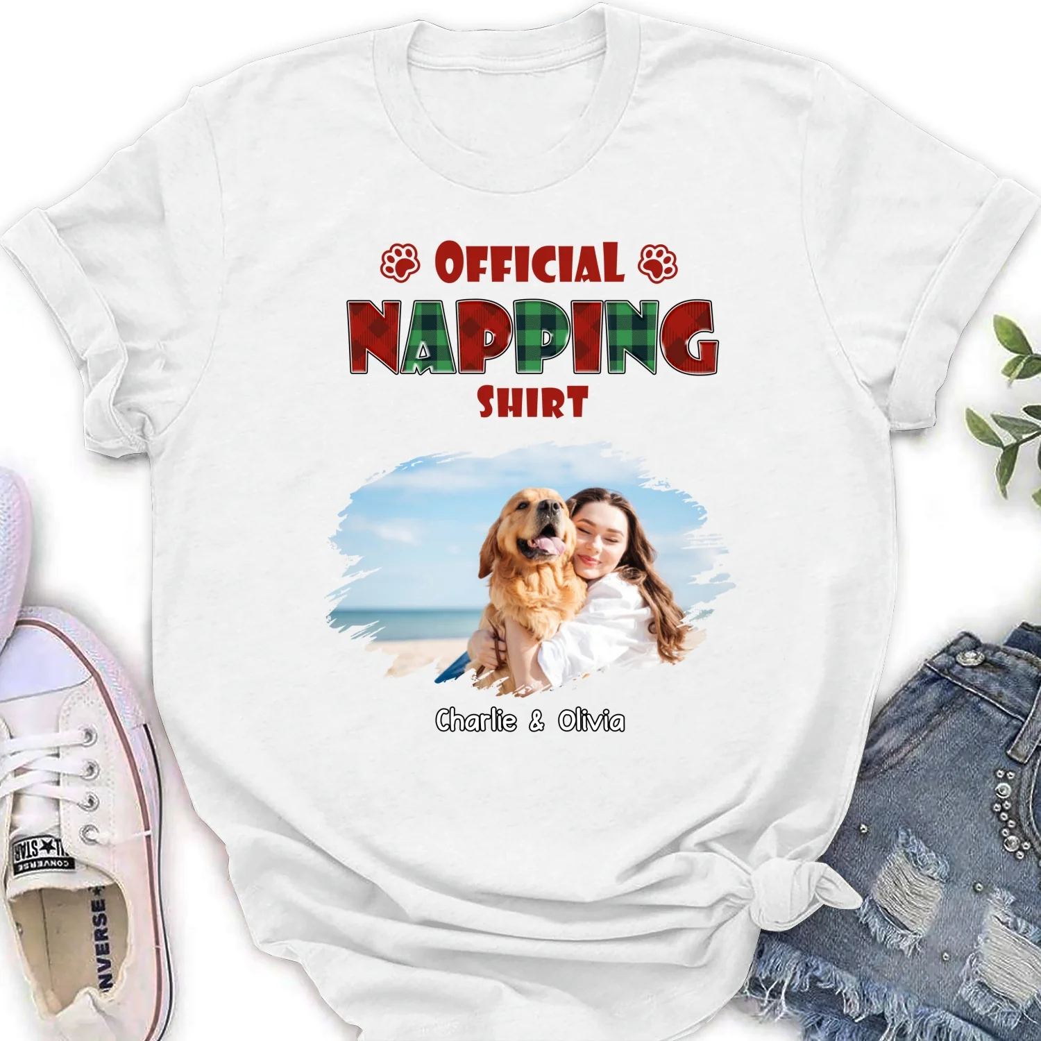 Napping Time Photo - Personalized Custom Women's T-shirt - Image 3