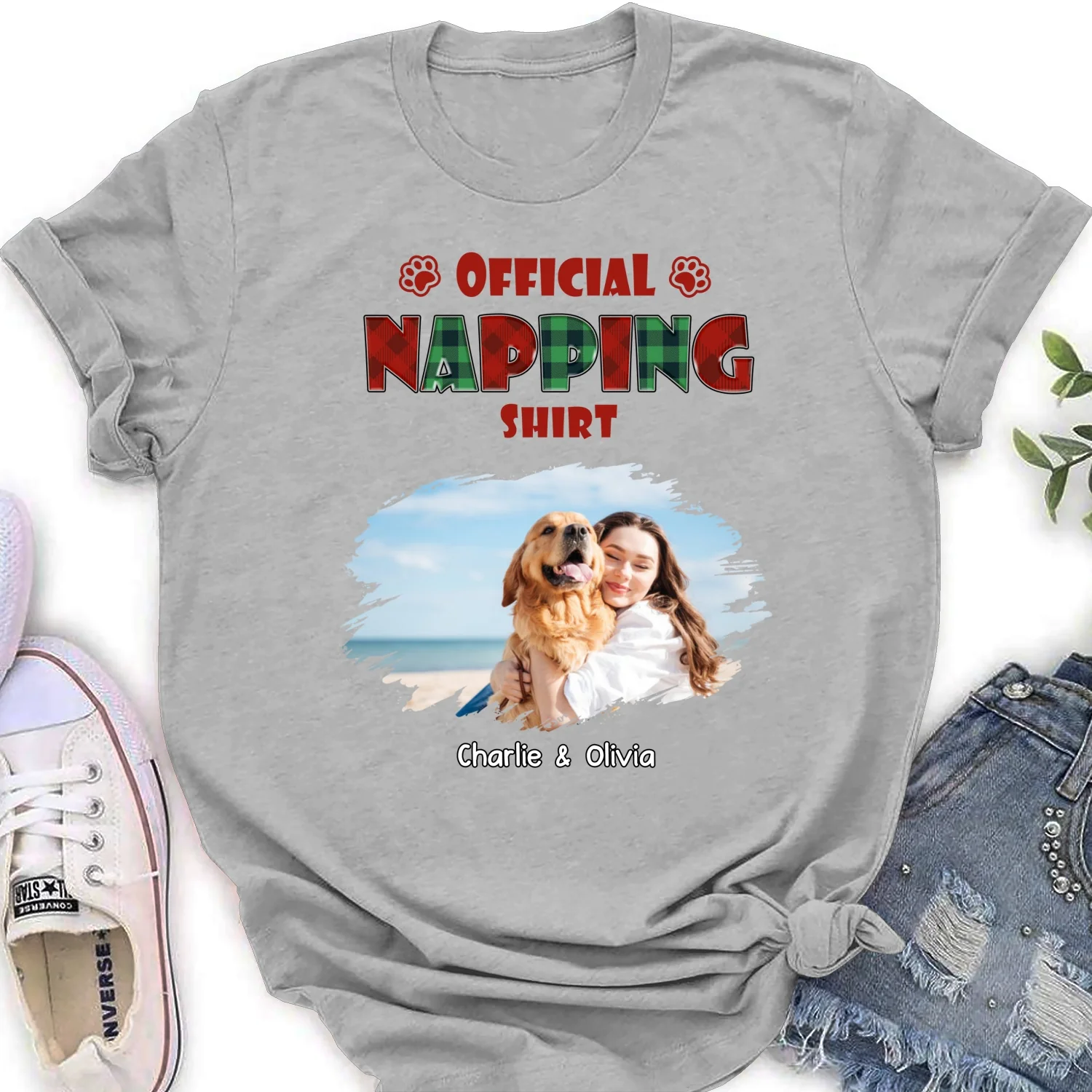 Napping Time Photo - Personalized Custom Women's T-shirt - Image 4