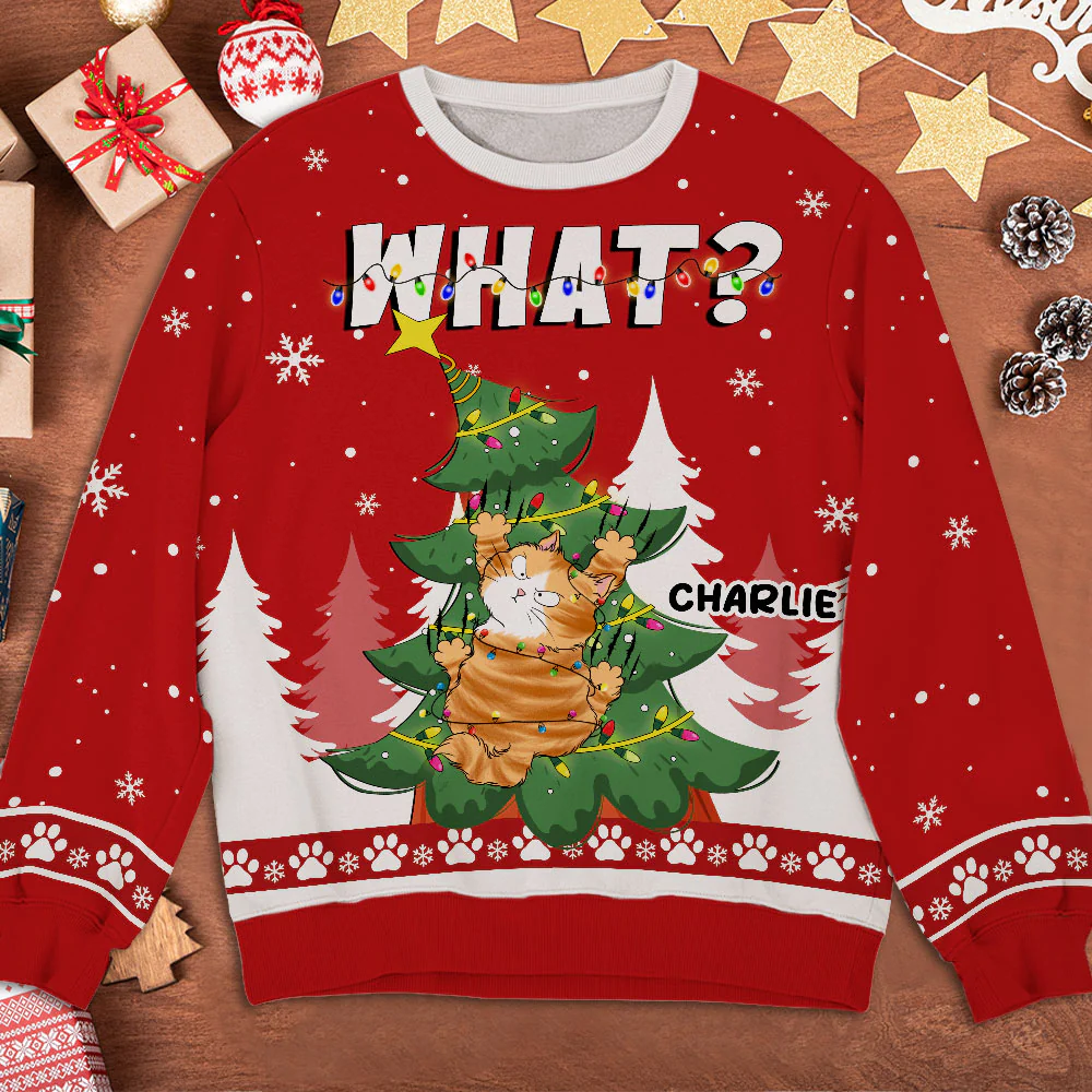 Naughty Cat - Personalized Custom All-Over-Print Sweatshirt - Image 2