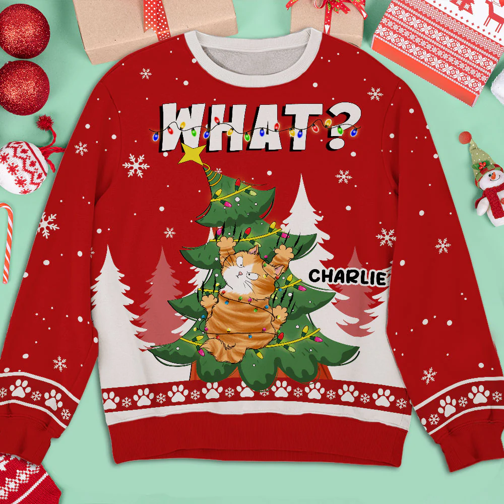 Naughty Cat - Personalized Custom All-Over-Print Sweatshirt - Image 3
