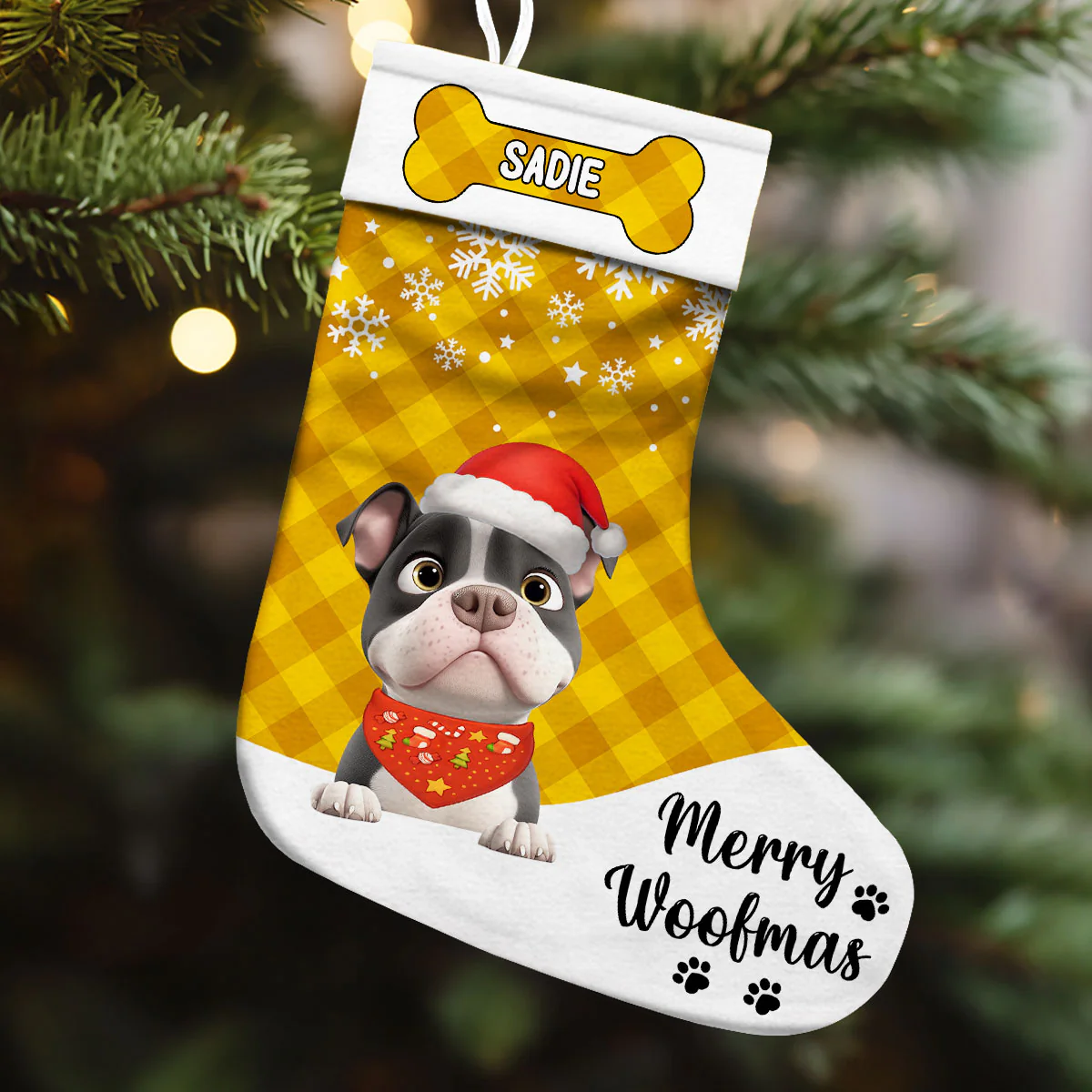 New Dog Merry Woofmas - Personalized Custom Christmas Stocking - Image 4