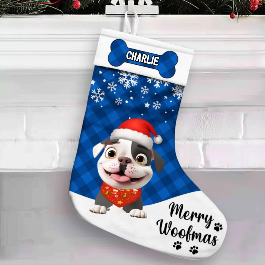 New Dog Merry Woofmas - Personalized Custom Christmas Stocking - Image 6