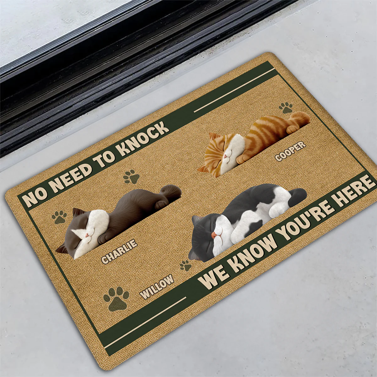 No Need To Knock Cat Ver - Personalized Custom Doormat - Image 3