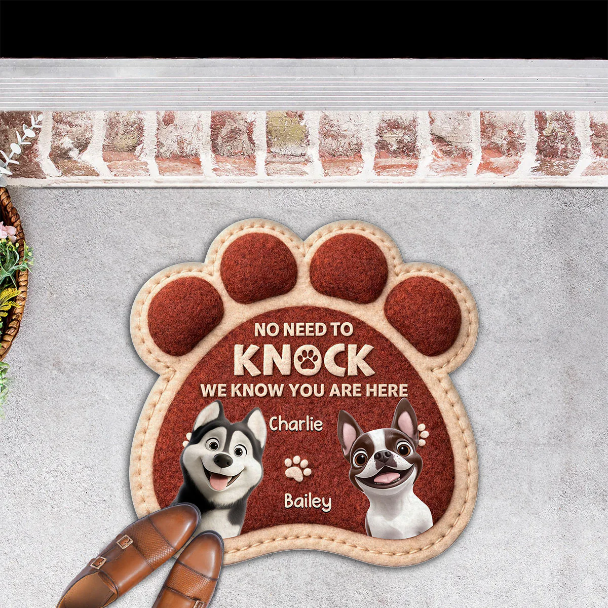 No Need To Knock Funny Dogs - Personalized Custom Doormat - Image 3