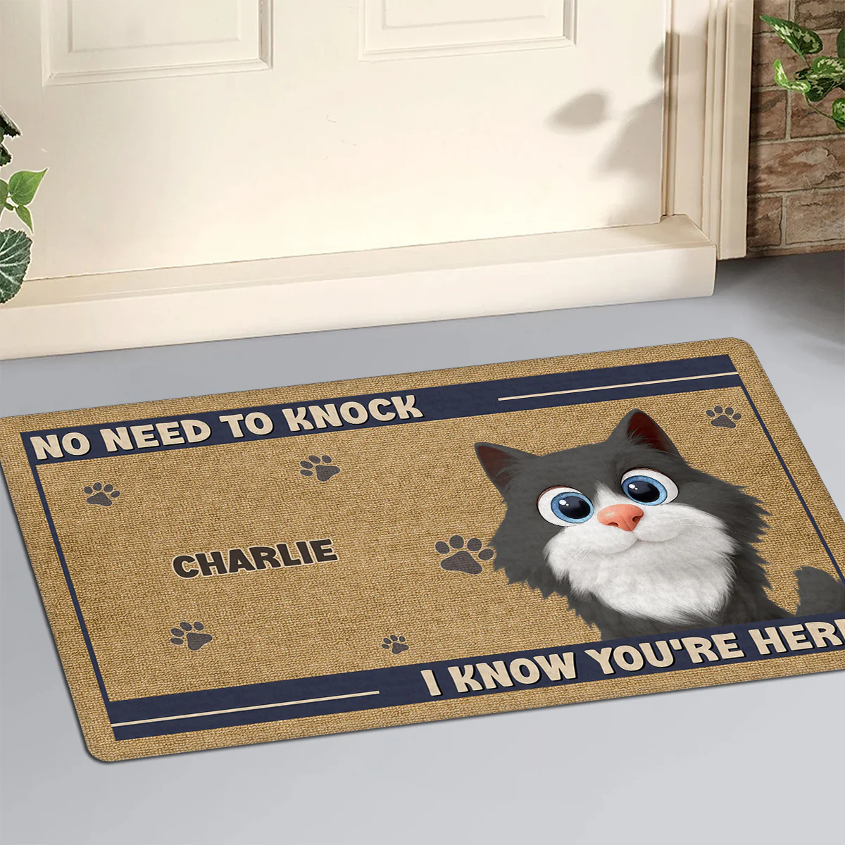 No Need To Knock Fur Peeking Ver - Personalized Custom Doormat - Image 2