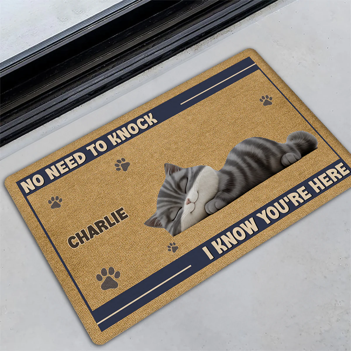 No Need To Knock Fur Ver - Personalized Custom Doormat - Image 2