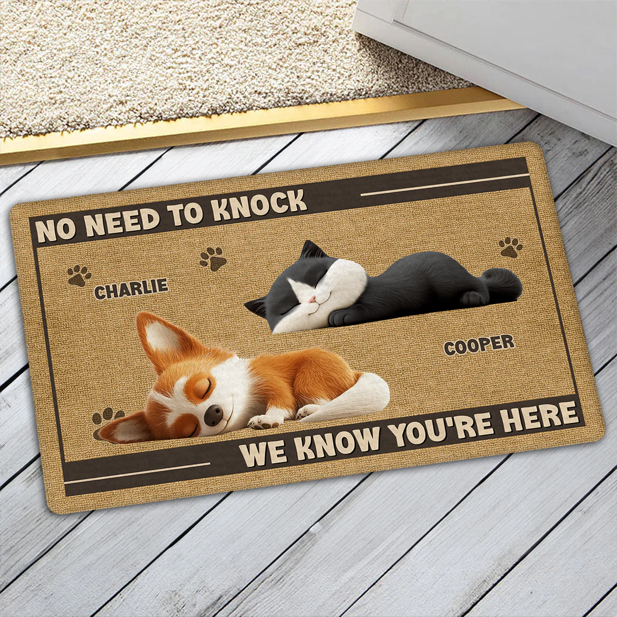 No Need To Knock Fur Ver - Personalized Custom Doormat - Image 4