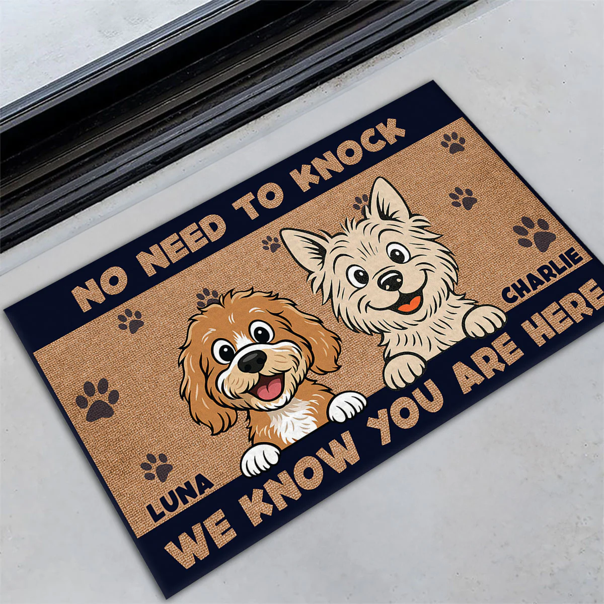 No Need To Knock Retro Vibe - Personalized Custom Doormat - Image 2