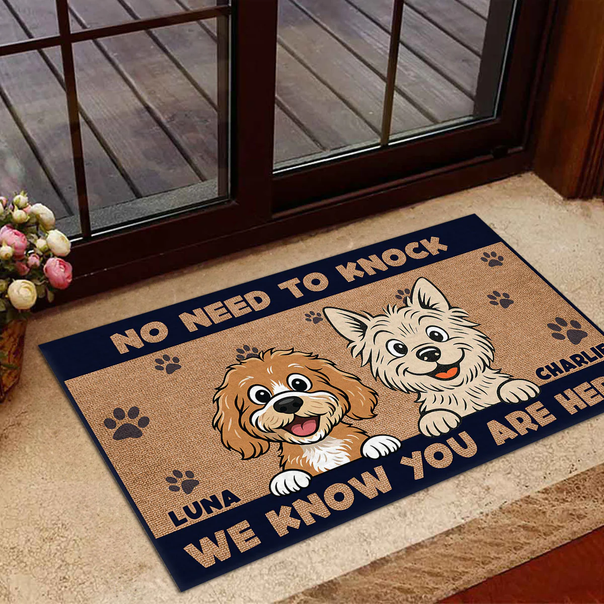 No Need To Knock Retro Vibe - Personalized Custom Doormat - Image 3