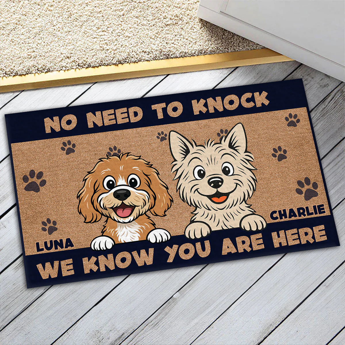 No Need To Knock Retro Vibe - Personalized Custom Doormat - Image 4