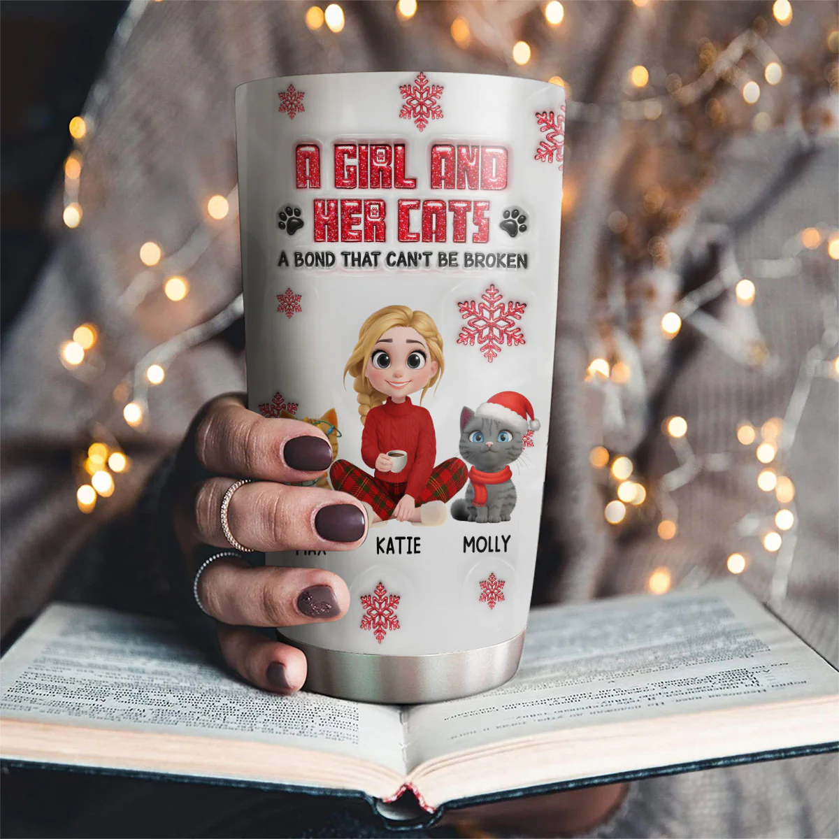 No Space Between Us Cat Ver - Personalized Custom 3D Inflated Effect Tumbler - Image 4