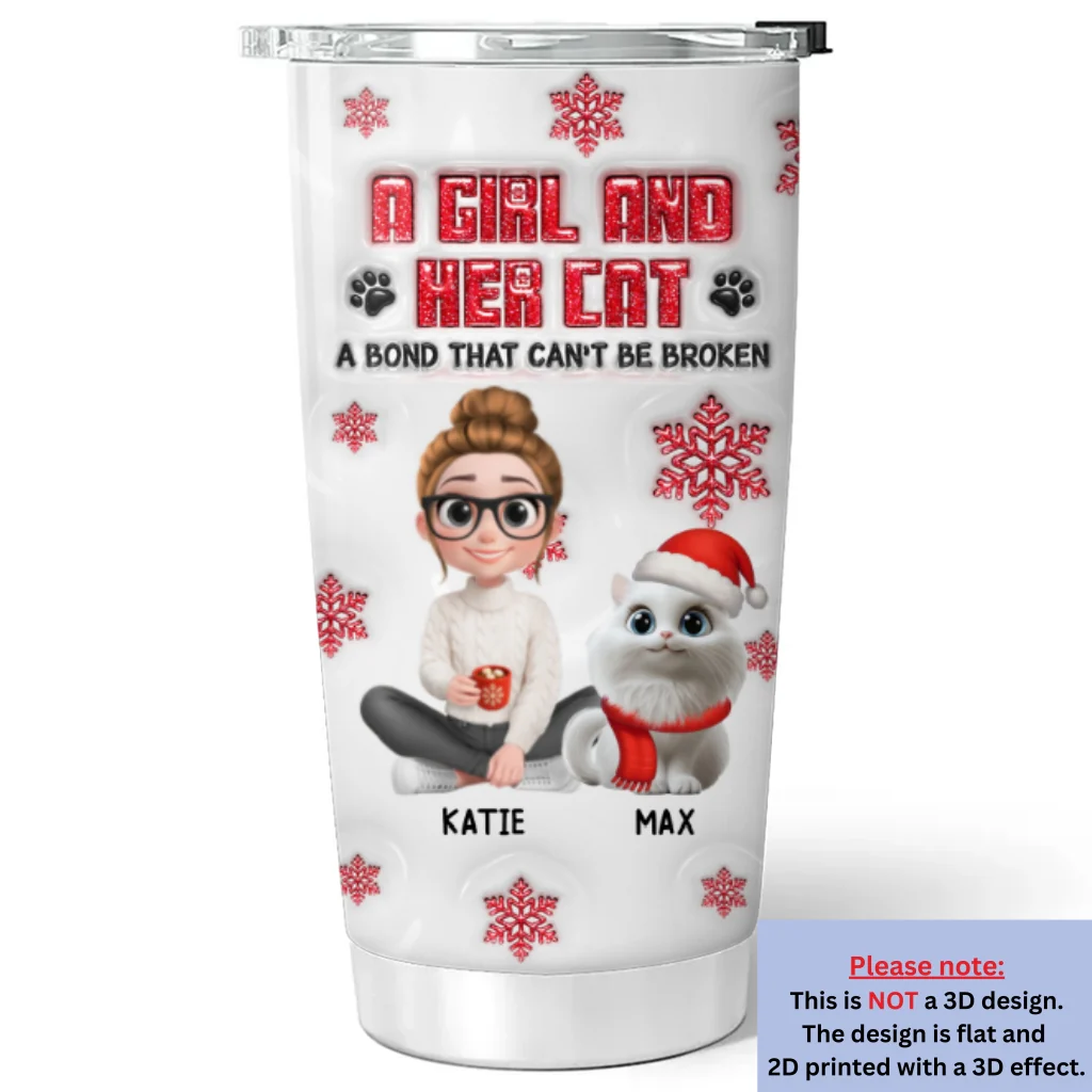 No Space Between Us Cat Ver - Personalized Custom 3D Inflated Effect Tumbler - Image 5