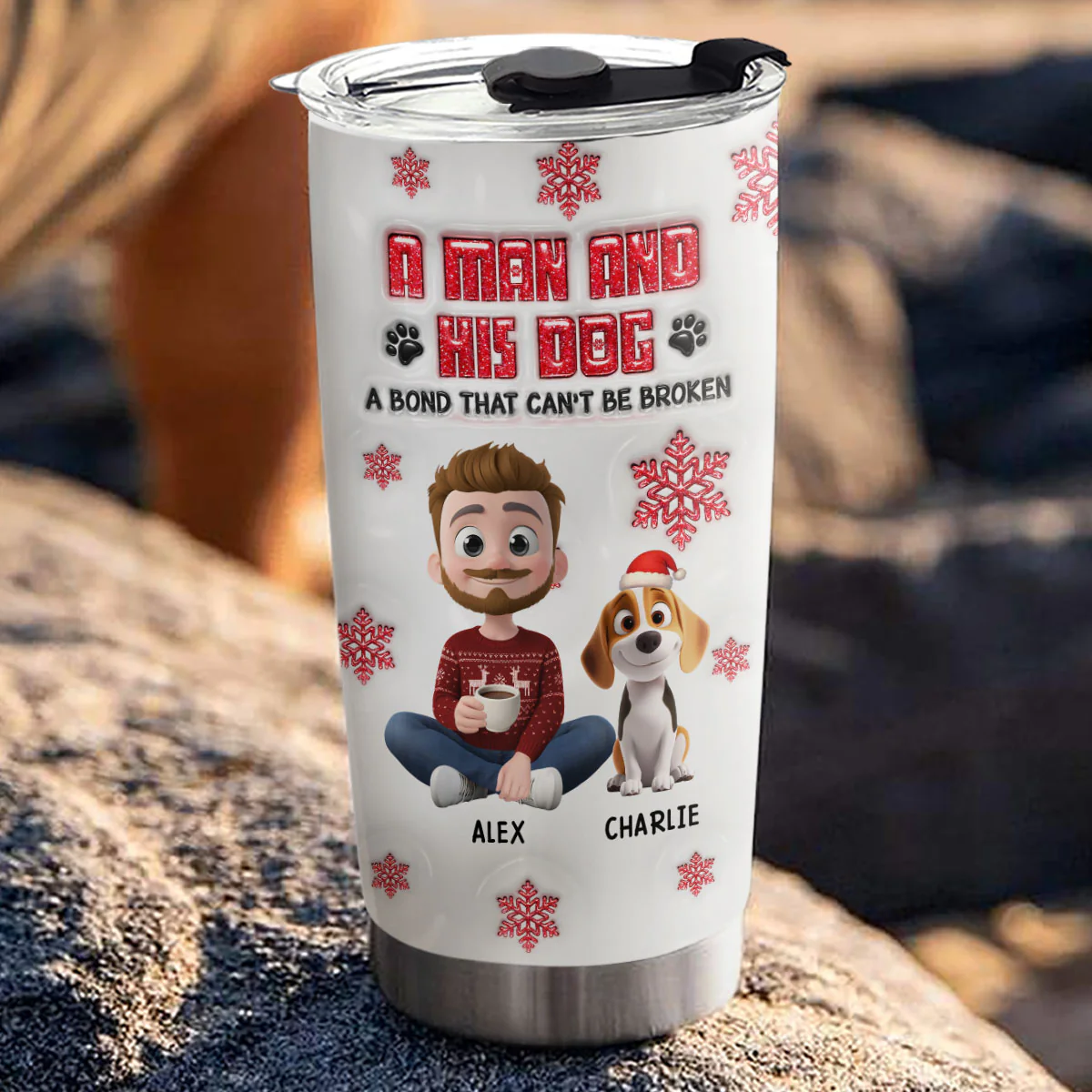No Space Between Us Dad Ver - Personalized Custom 3D Inflated Effect Tumbler - Image 3