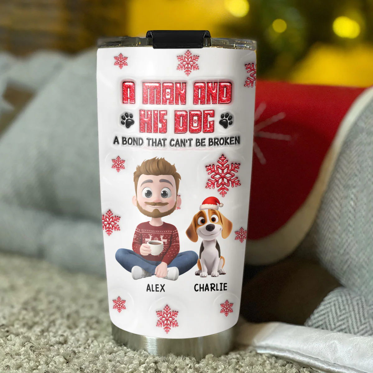No Space Between Us Dad Ver - Personalized Custom 3D Inflated Effect Tumbler - Image 4