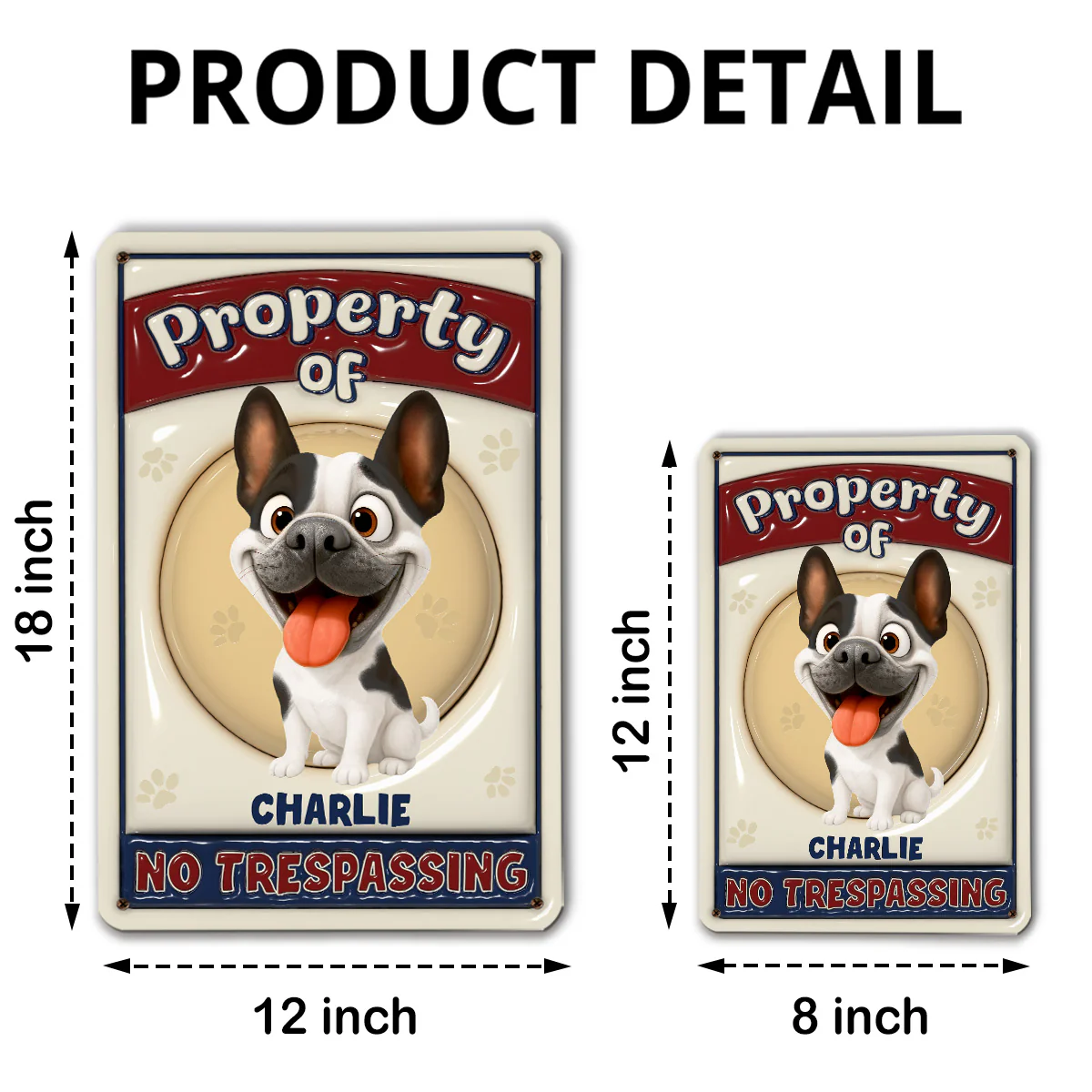 No Trespassing Ver Caricature Dog - Personalized Custom 3D Inflated Effect Metal Sign - Image 6