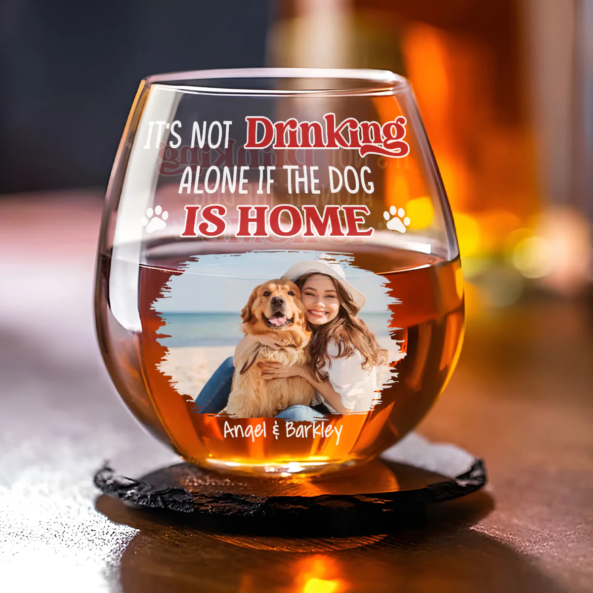 Not Drinking Alone Photo - Personalized Custom Wine Glass