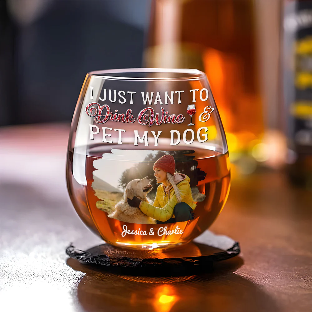Not Drinking Alone Photo Version 2 - Personalized Custom Wine Glass