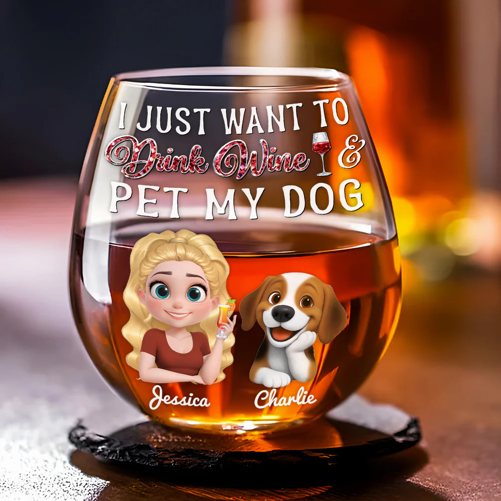 Not Drinking Alone Version 2 - Personalized Custom Wine Glass