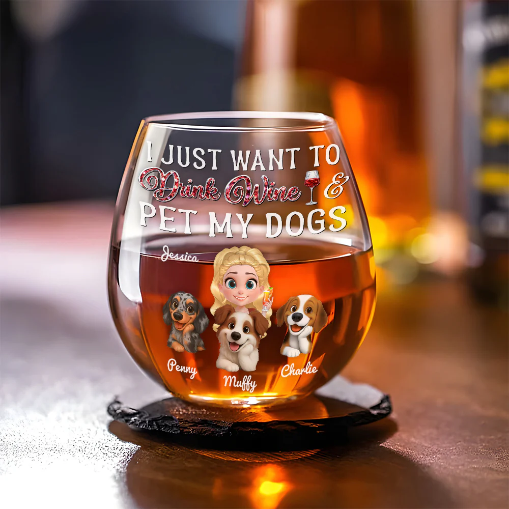 Not Drinking Alone Version 2 - Personalized Custom Wine Glass - Image 4