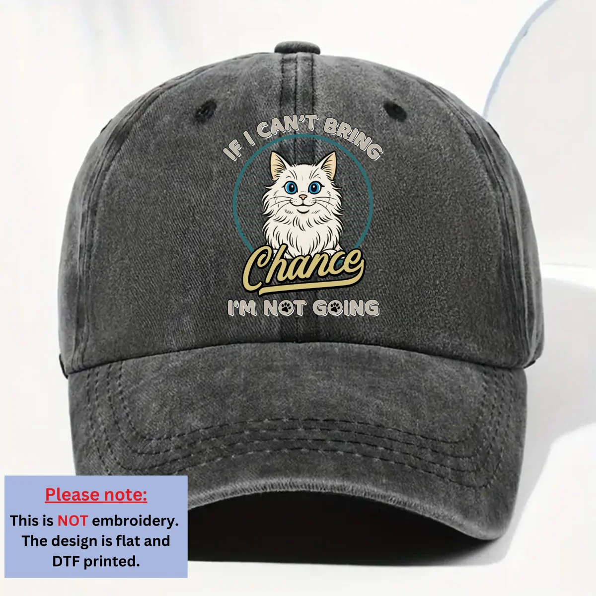 Not Going Without My Cat Retro Ver - Personalized Custom Vintage Washed Denim Cap - Image 6