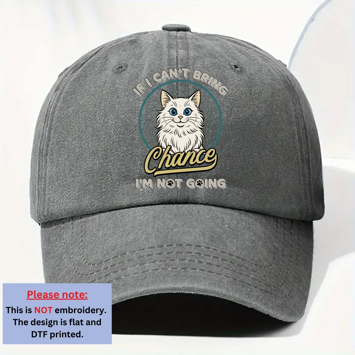 Not Going Without My Cat Retro Ver - Personalized Custom Vintage Washed Denim Cap - Image 7