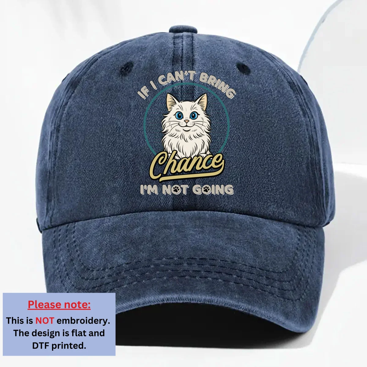 Not Going Without My Cat Retro Ver - Personalized Custom Vintage Washed Denim Cap - Image 8