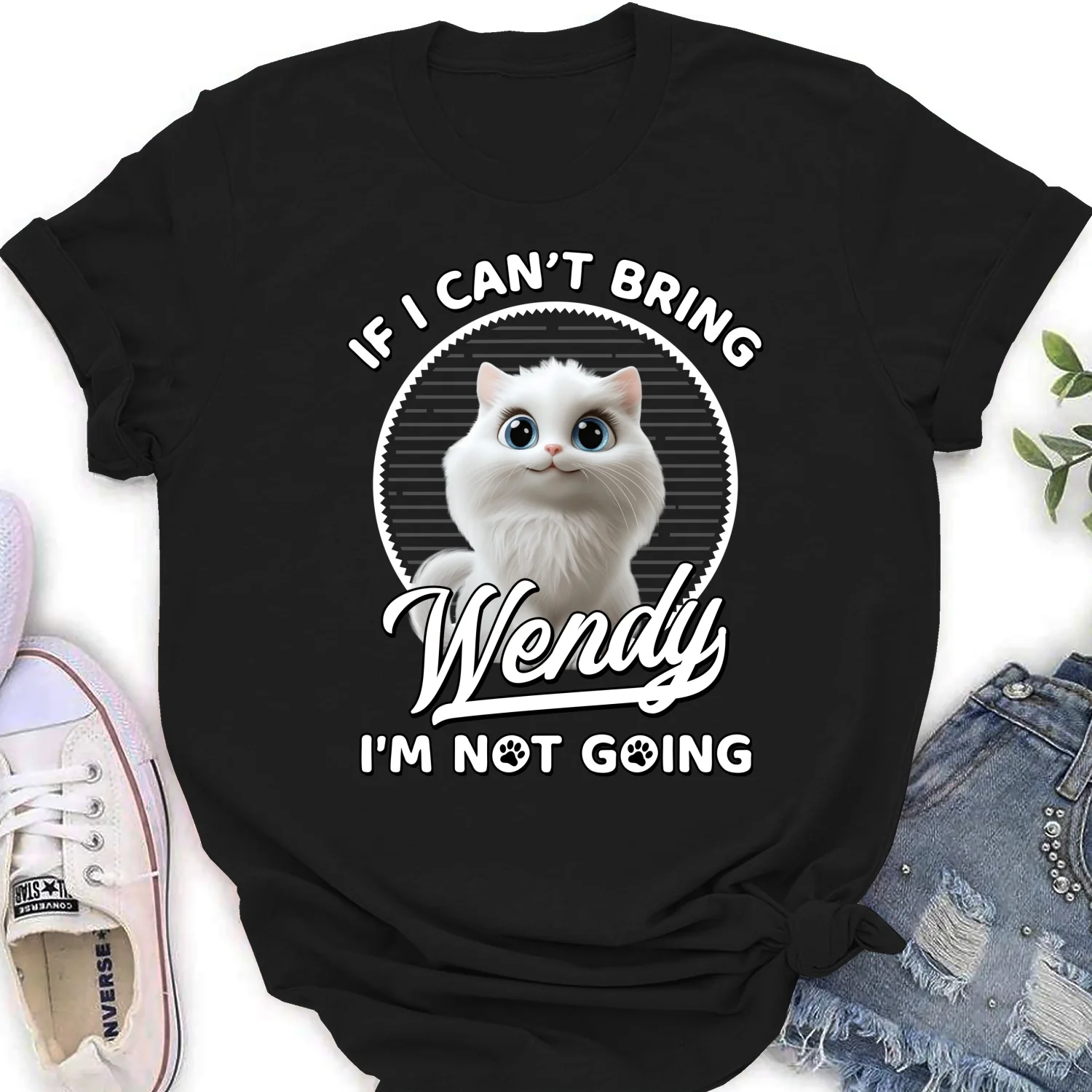 Not Going Without My Cats - Personalized Custom Women's T-shirt - Image 6