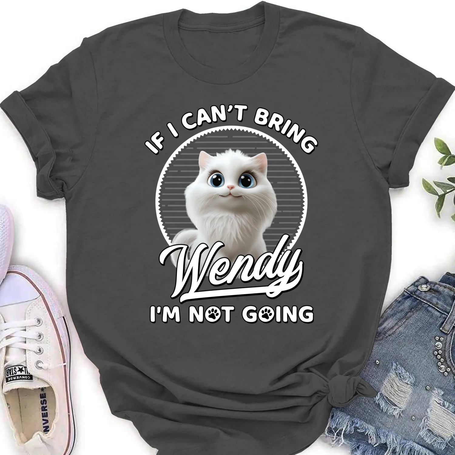 Not Going Without My Cats - Personalized Custom Women's T-shirt - Image 9