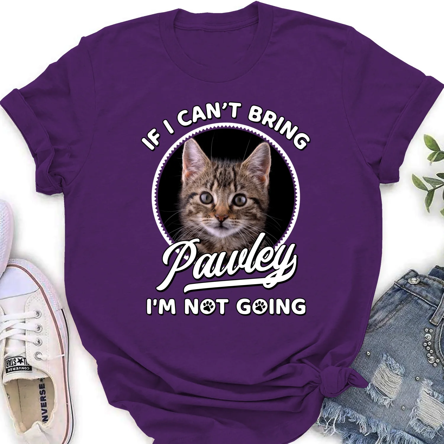 Not Going Without My Cats Photo - Personalized Custom Women's T-shirt - Image 10