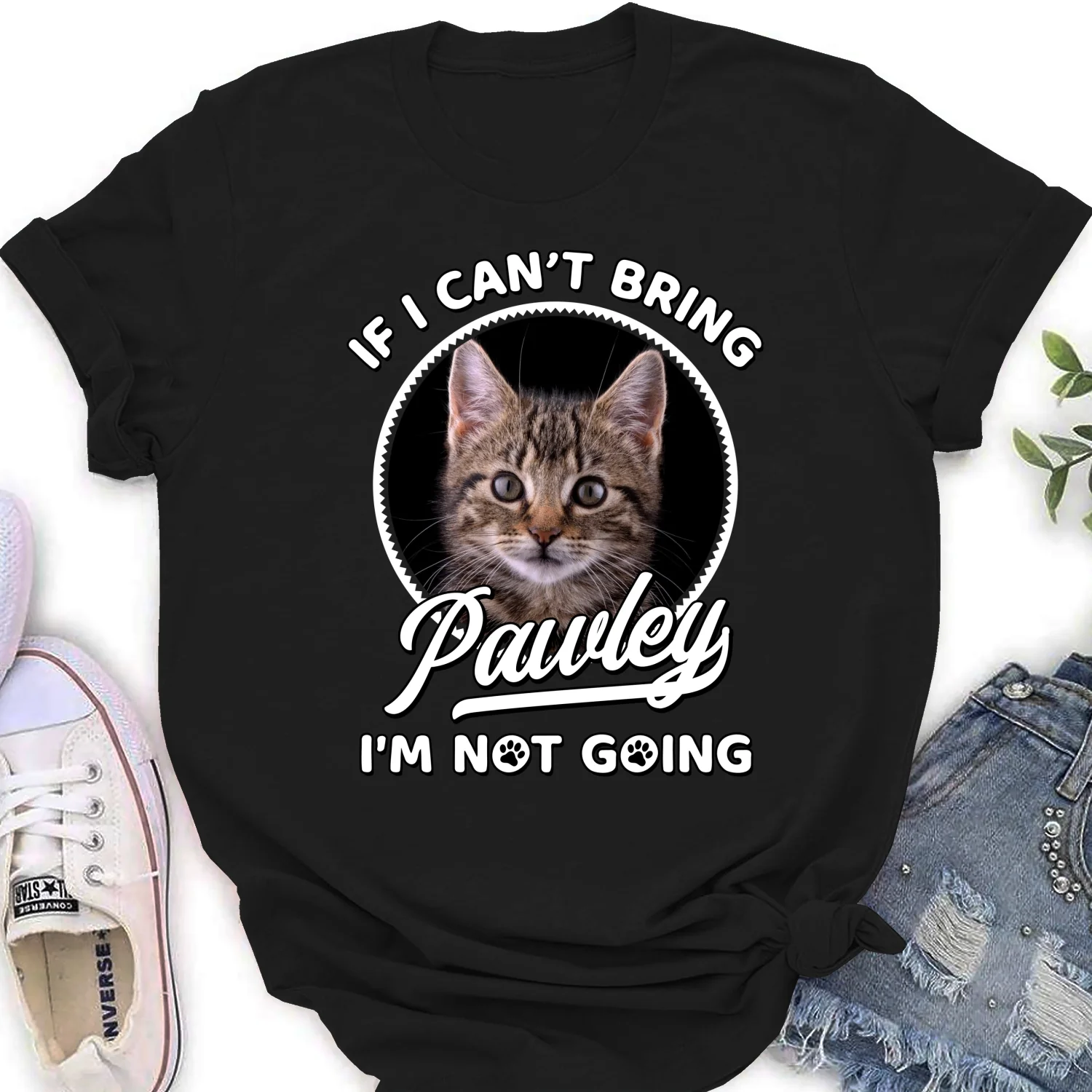 Not Going Without My Cats Photo - Personalized Custom Women's T-shirt - Image 6