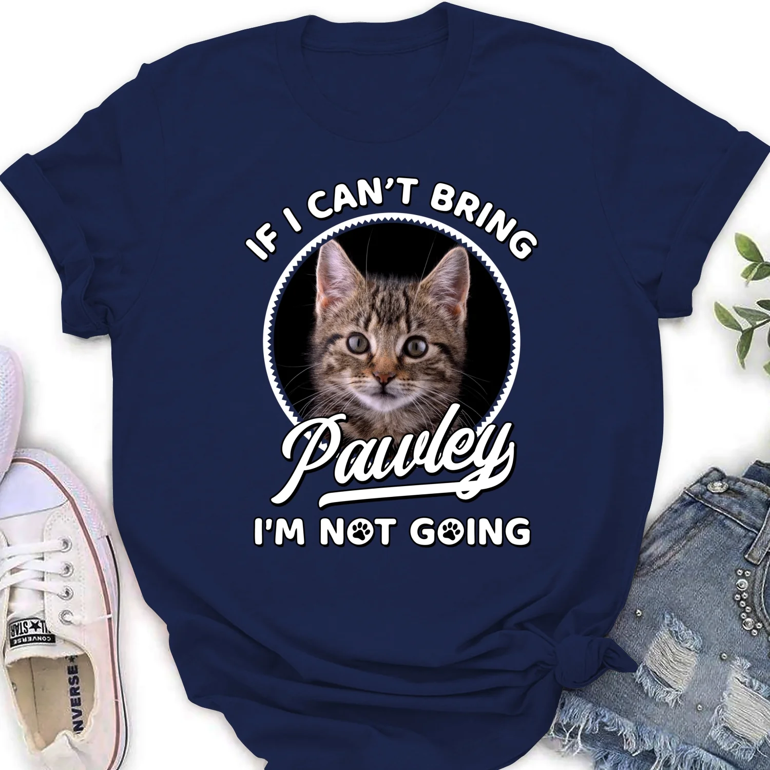 Not Going Without My Cats Photo - Personalized Custom Women's T-shirt - Image 7