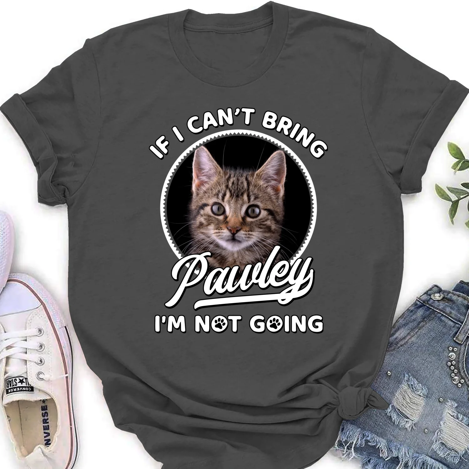 Not Going Without My Cats Photo - Personalized Custom Women's T-shirt - Image 9