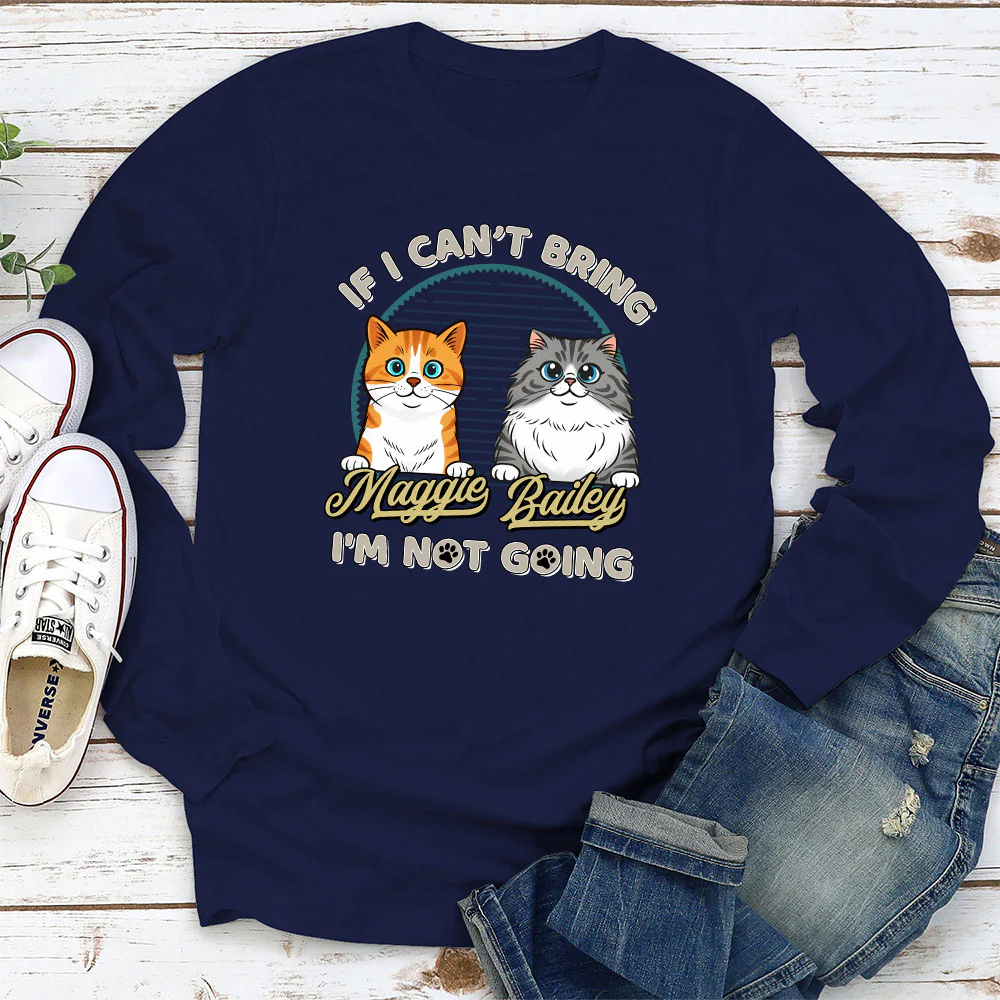 Not Going Without My Cats Retro Ver - Personalized Custom Long Sleeve T-Shirt - Image 2