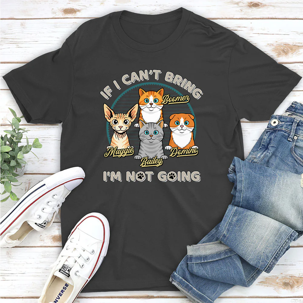 Not Going Without My Cats Retro Ver - Personalized Custom Unisex T-Shirt - Image 4
