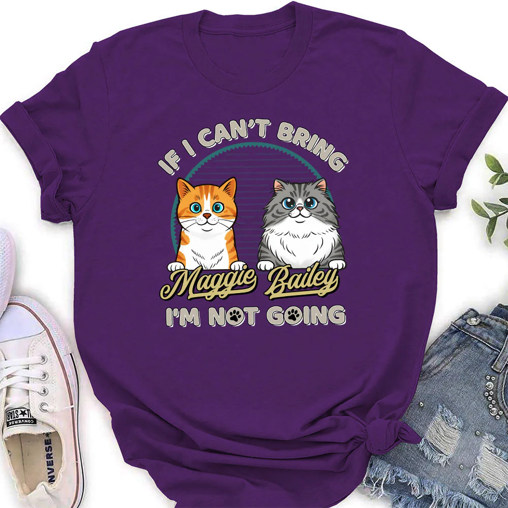 Not Going Without My Cats Retro Ver - Personalized Custom Women's T-Shirt - Image 3